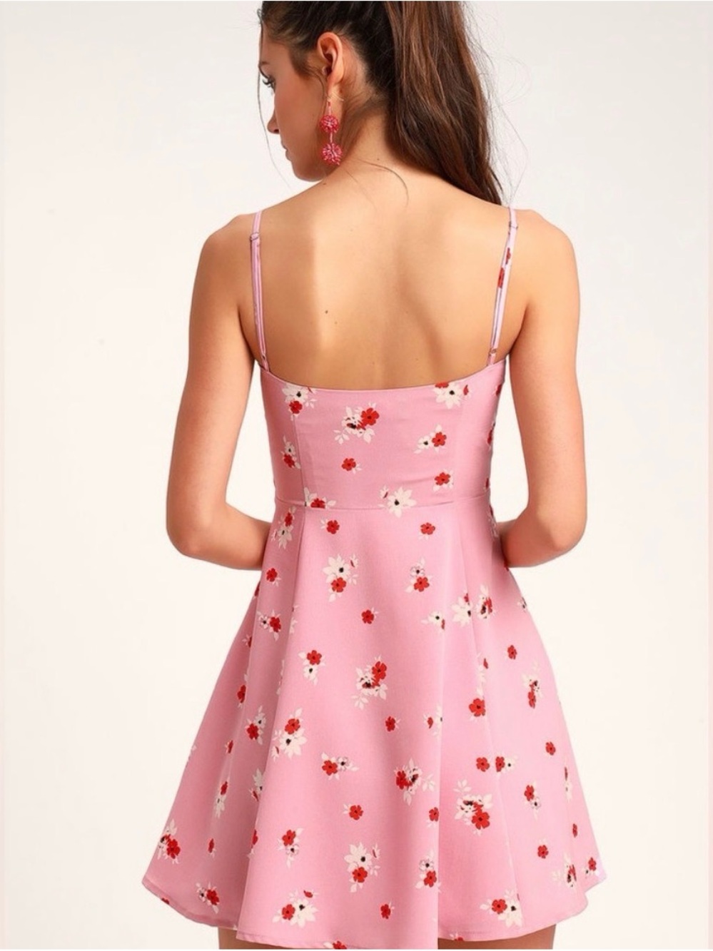 EUC Pink Floral Spaghetti-Strap Mini Dress - Picture 3 of 7